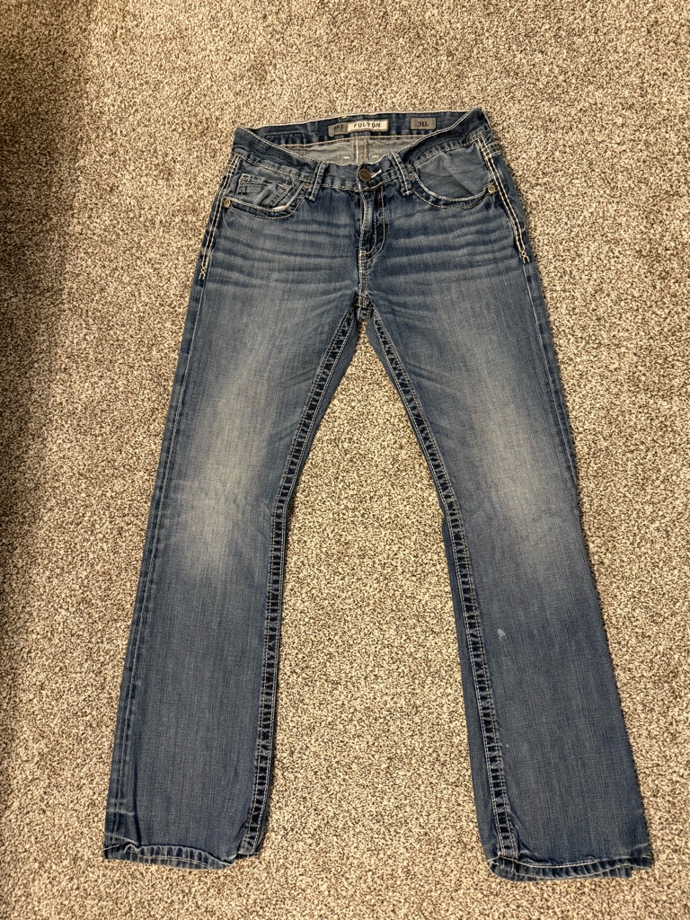 Bke Men’s Bootcut Jeans In Washed Blue
